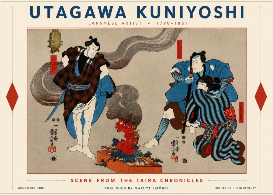 Utagawa Kuniyoshi Scene from the Taira Chronicles No5 - Plakát