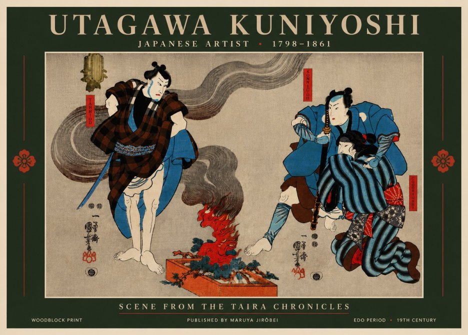 Utagawa Kuniyoshi Scene from the Taira Chronicles No6 - Plakát