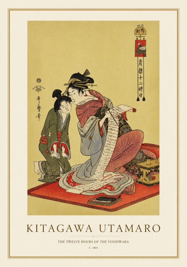 Kitagawa Utamaro The Twelve Hours of the Yoshiwara No1 - Plakát