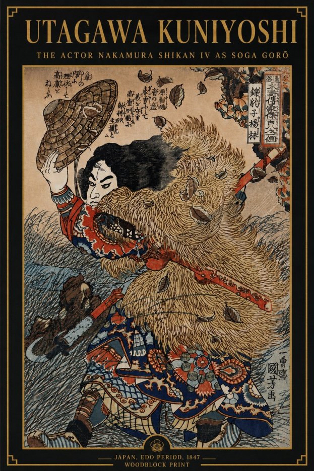 Utagawa Kuniyoshi The Actor Nakamura Shikan Iv as Soga Gorō No4 - Plakát