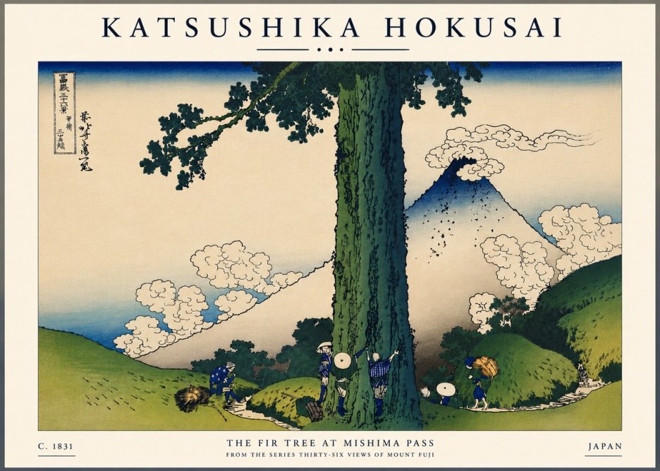 Katsushika Hokusai The Fir Tree at Mishima Pass No7 - Plakát