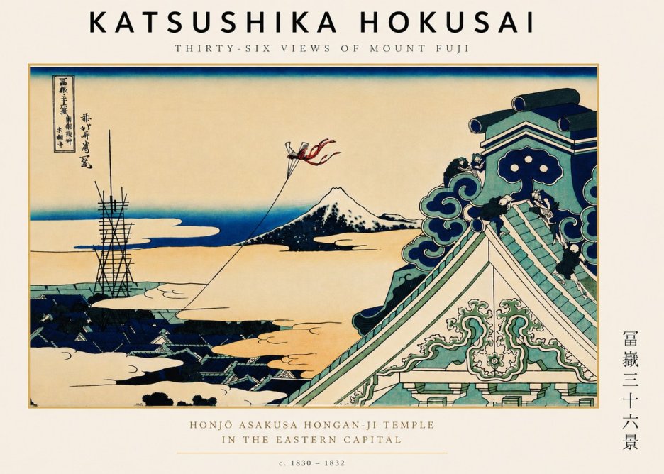 Katsushika Hokusai Honjo Asakusa Hongan-ji Temple in the Eastern Capital No6 - Plakát