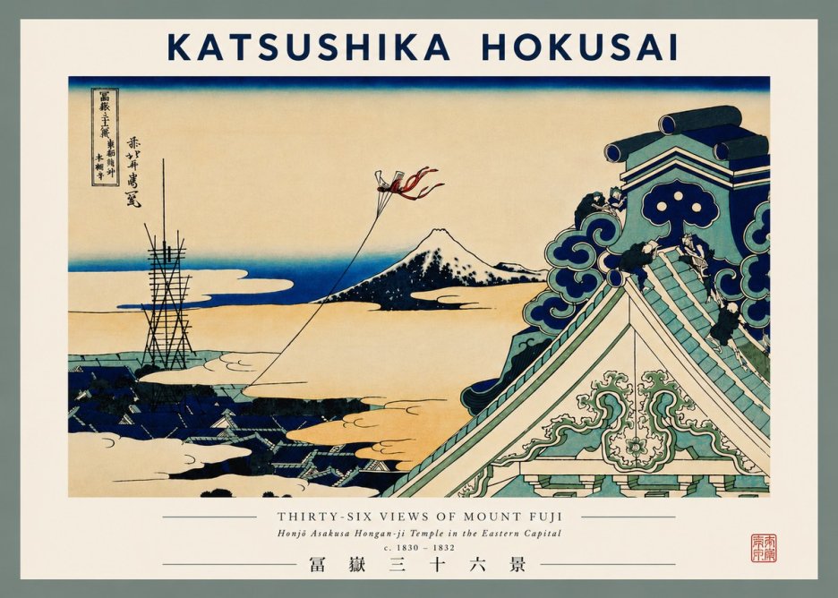 Katsushika Hokusai Honjo Asakusa Hongan-ji Temple in the Eastern Capital No8 - Plakát