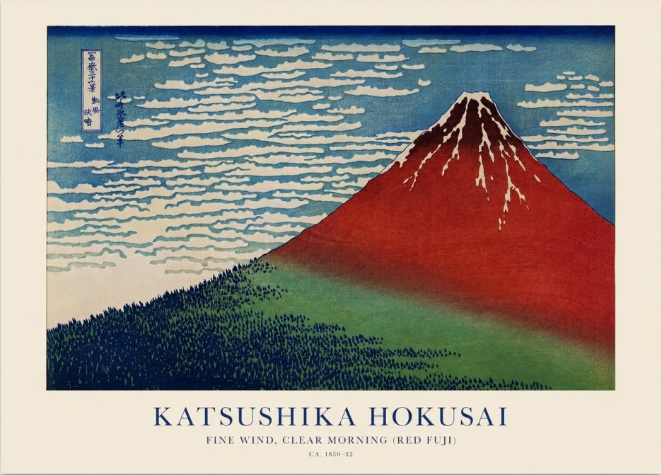 Katsushika Hokusai Fine Wind, Clear Morning (Red Fuji) I No1 - Plakát