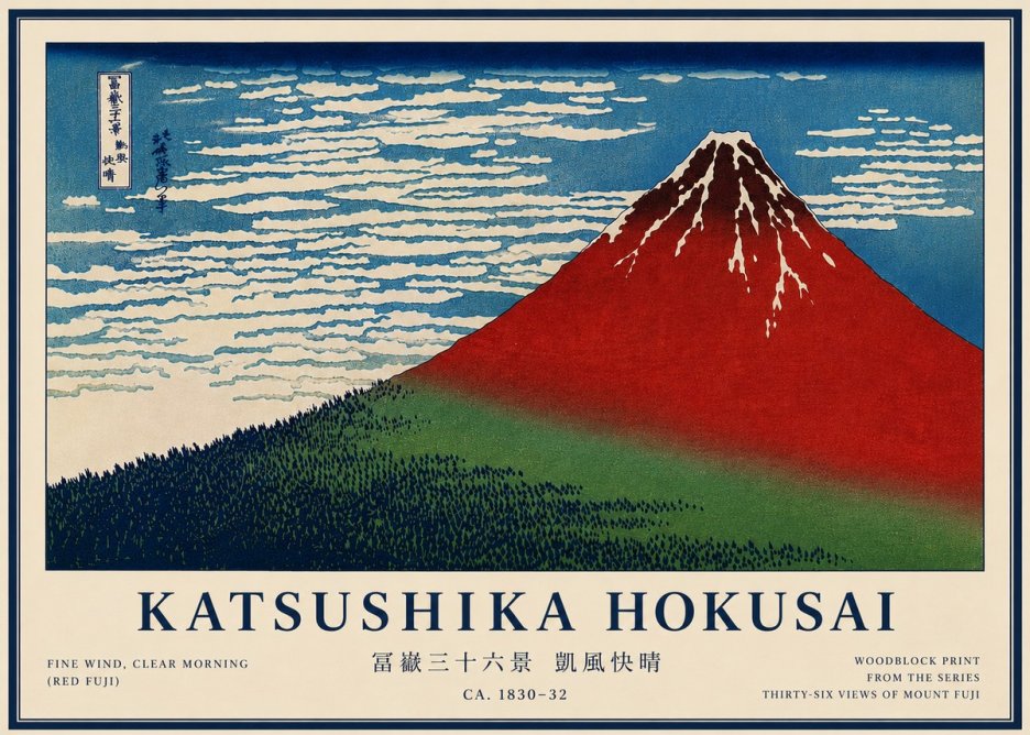 Katsushika Hokusai Fine Wind, Clear Morning (Red Fuji) I No6 - Plakát