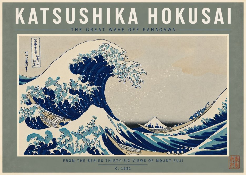 Katsushika Hokusai The Great Wave off Kanagawa I No8 - Plakát