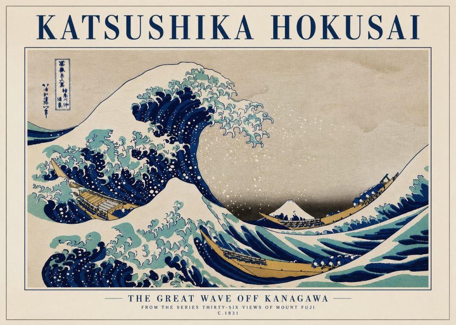 Katsushika Hokusai The Great Wave off Kanagawa II No7 - Plakát