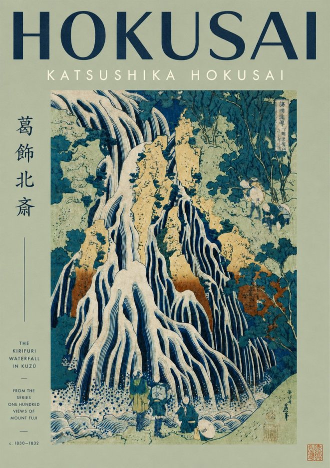 Katsushika Hokusai The Kirifuri Waterfall in Kuzū from the Series One Hundred Views of Mount Fuji No2 - Plakát