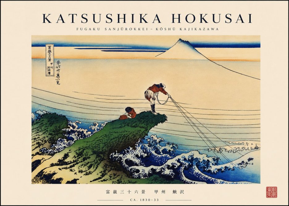Katsushika Hokusai Fugaku Sanjūrokkei - Kōshū Kajikazawa No6 - Plakát