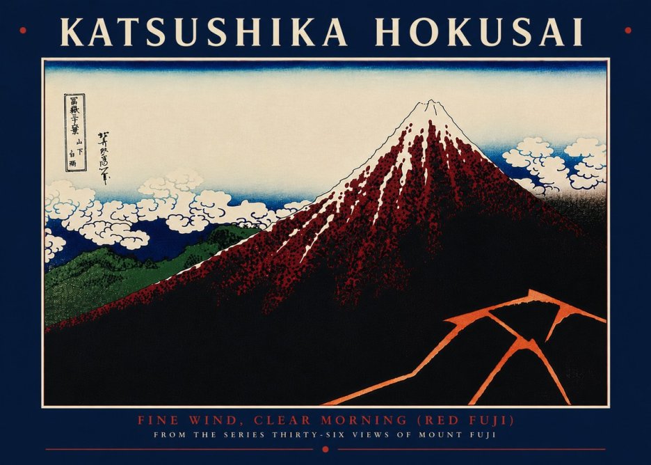 Katsushika Hokusai Fine Wind, Clear Morning (Red Fuji) II No8 - Plakát