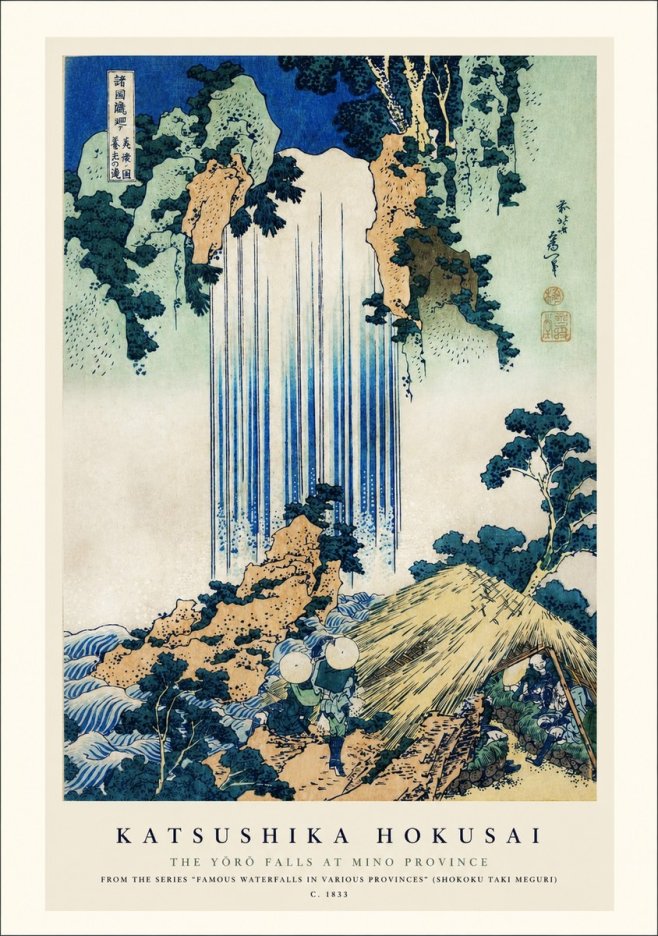 Katsushika Hokusai The Yōrō Falls at Mino Province No1 - Plakát