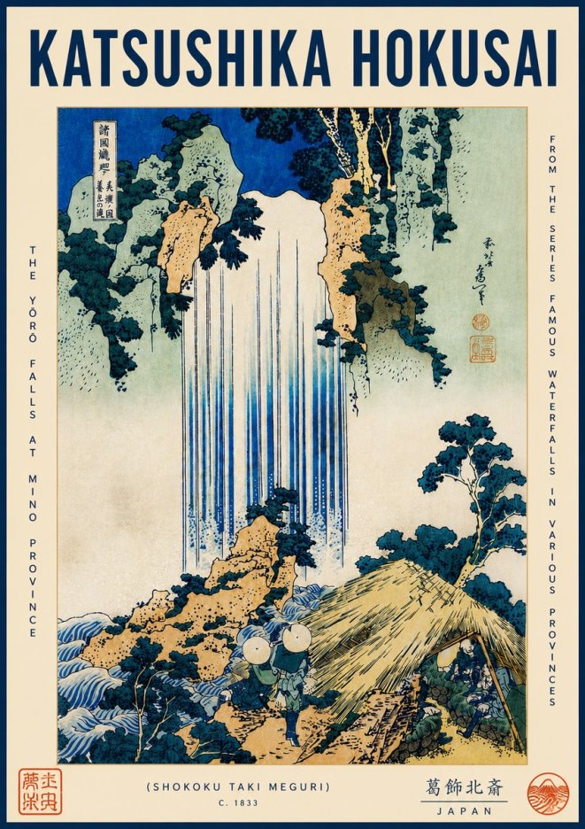 Katsushika Hokusai The Yōrō Falls at Mino Province No4 - Plakát
