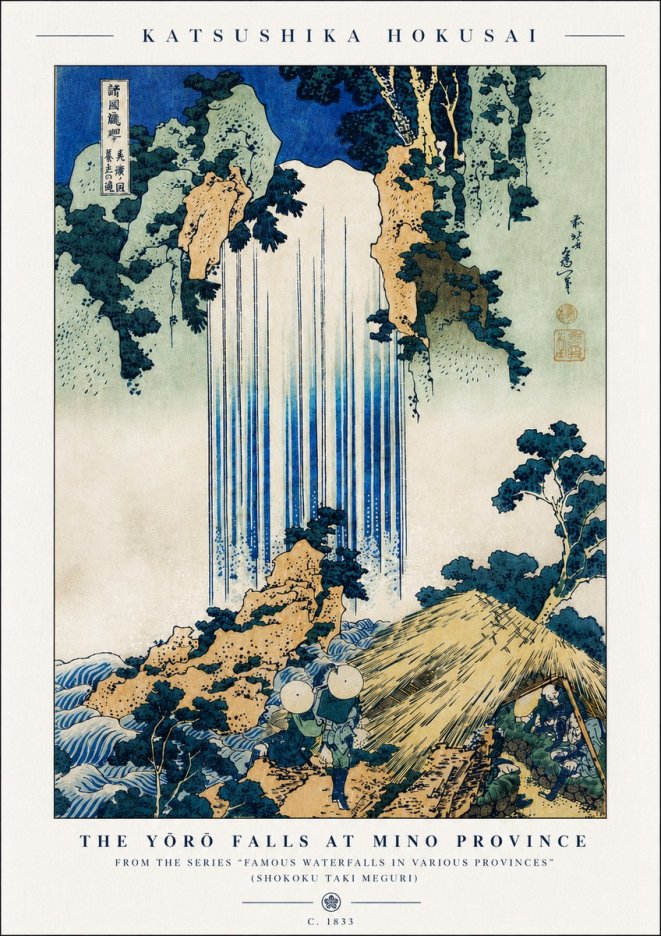 Katsushika Hokusai The Yōrō Falls at Mino Province No5 - Plakát