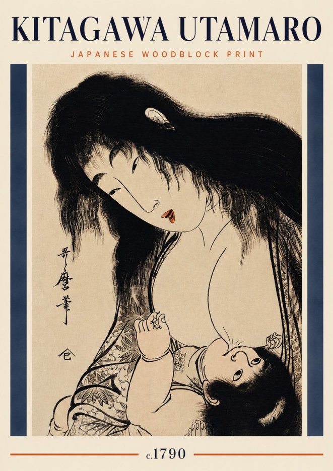 Kitagawa Utamaro Mother Nursing Her Child No3 - Plakát
