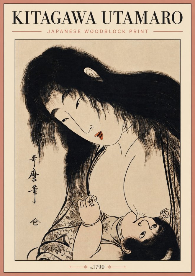 Kitagawa Utamaro Mother Nursing Her Child No4 - Plakát