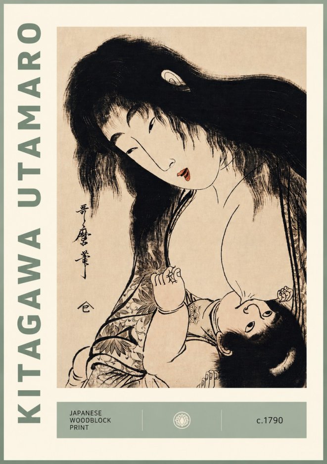 Kitagawa Utamaro Mother Nursing Her Child No5 - Plakát