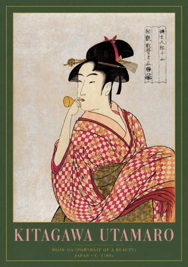 Kitagawa Utamaro Bijin-ga (Portrait of a Beauty) No3 - Plakát