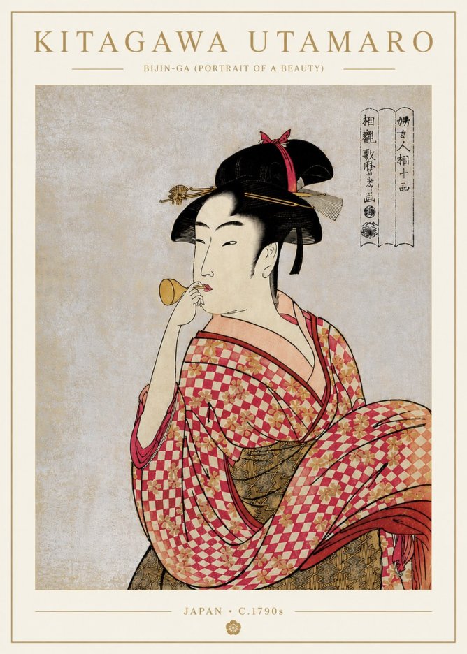 Kitagawa Utamaro Bijin-ga (Portrait of a Beauty) No5 - Plakát