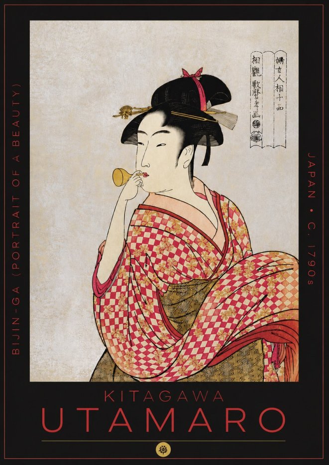 Kitagawa Utamaro Bijin-ga (Portrait of a Beauty) No6 - Plakát