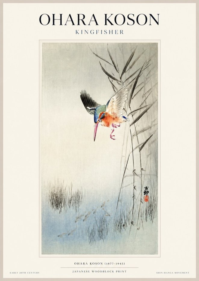 Ohara Koson Kingfisher No1 - Plakát