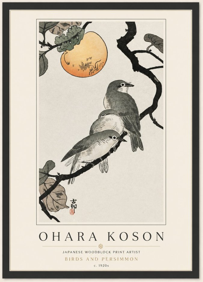 Ohara Koson Birds and Persimmon No4 - Plakát
