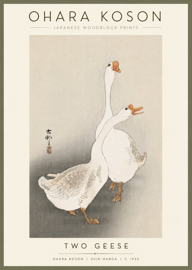 Ohara Koson Two Geese No2 - Plakát
