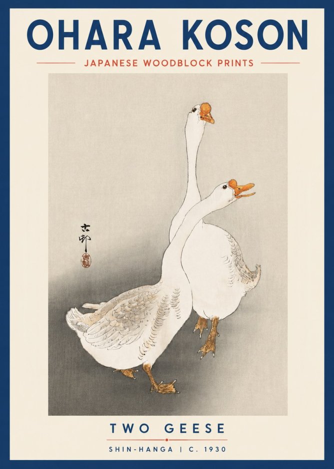 Ohara Koson Two Geese No3 - Plakát