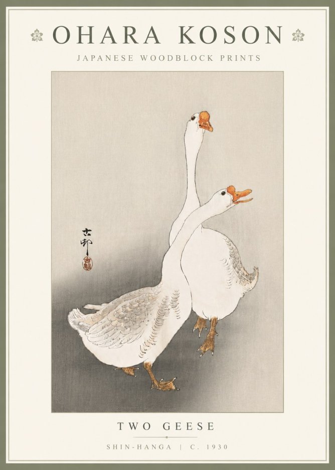 Ohara Koson Two Geese No5 - Plakát