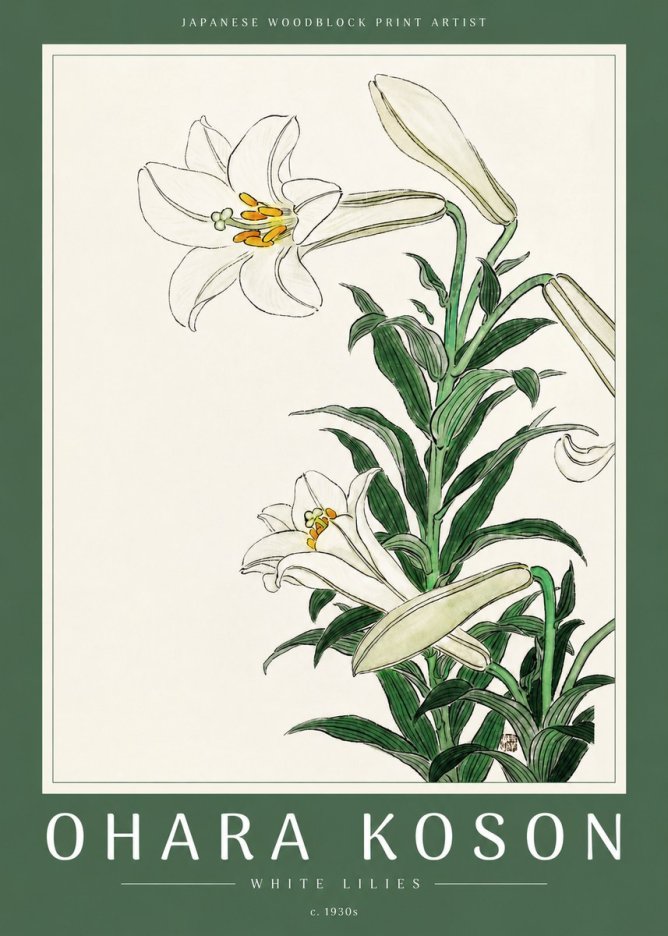 Ohara Koson White Lilies No2 - Plakát