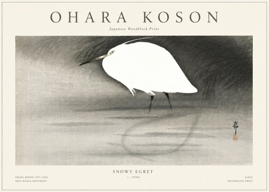 Ohara Koson Snowy Egret No1 - Plakát