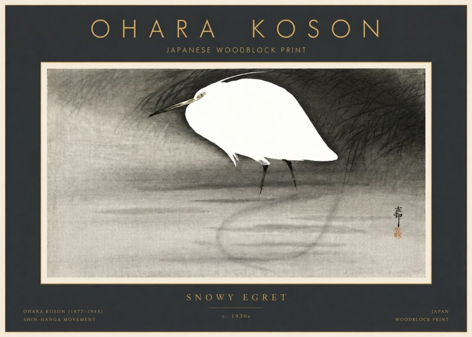 Ohara Koson Snowy Egret No2 - Plakát