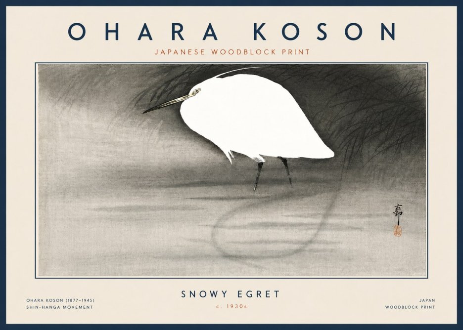 Ohara Koson Snowy Egret No6 - Plakát