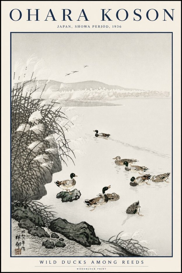 Ohara Koson Wild Ducks Among Reeds No3 - Plakát