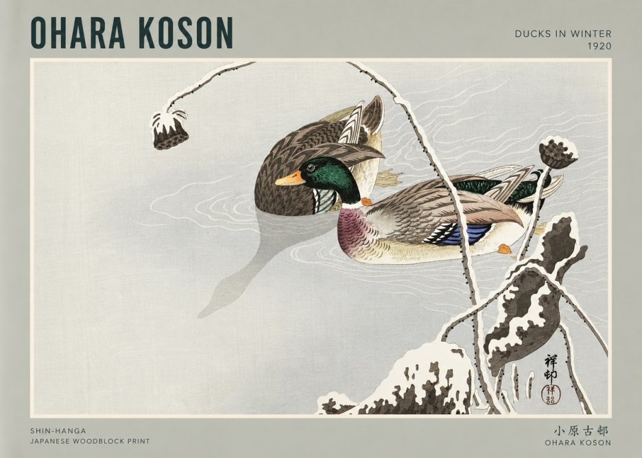 Ohara Koson Ducks in Winter No3 - Plakát