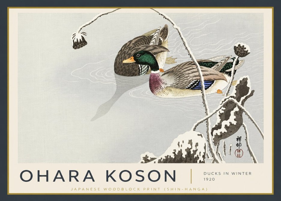 Ohara Koson Ducks in Winter No5 - Plakát