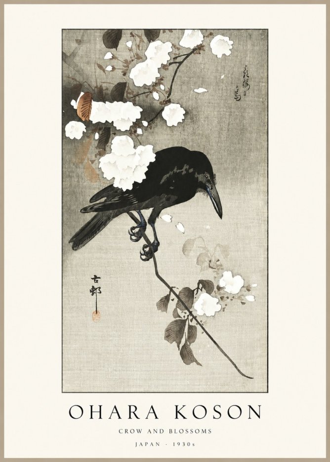 Ohara Koson Crow and Blossoms II No1 - Plakát