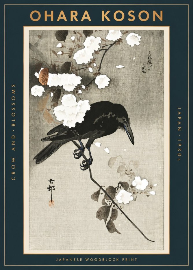 Ohara Koson Crow and Blossoms II No2 - Plakát