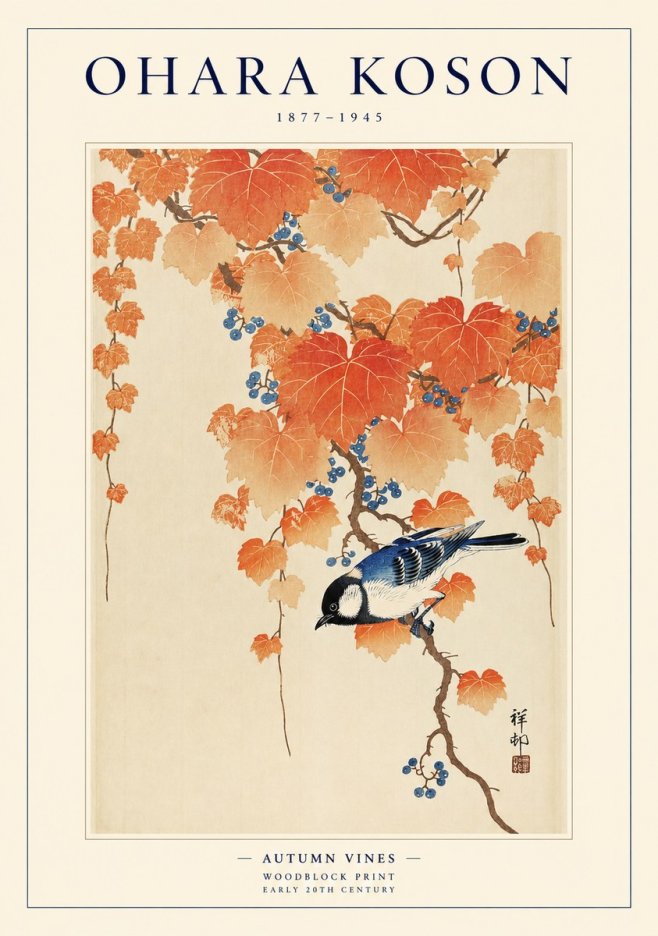 Ohara Koson Autumn Vines No1 - Plakát