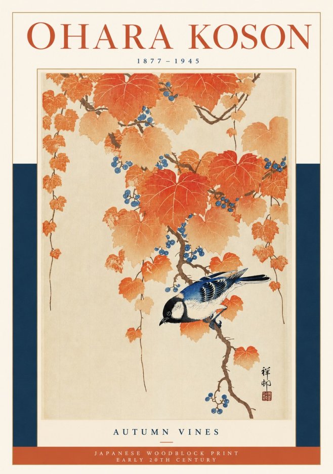 Ohara Koson Autumn Vines No2 - Plakát