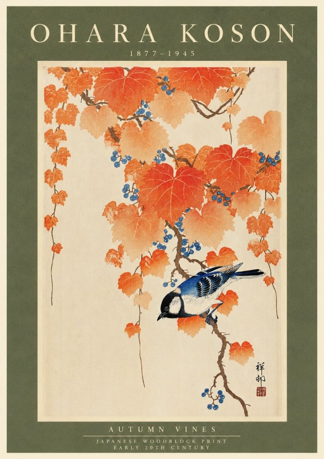 Ohara Koson Autumn Vines No3 - Plakát