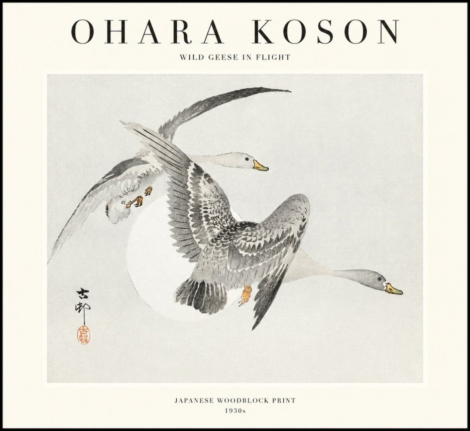 Ohara Koson Wild Geese in Flight I No1 - Plakát