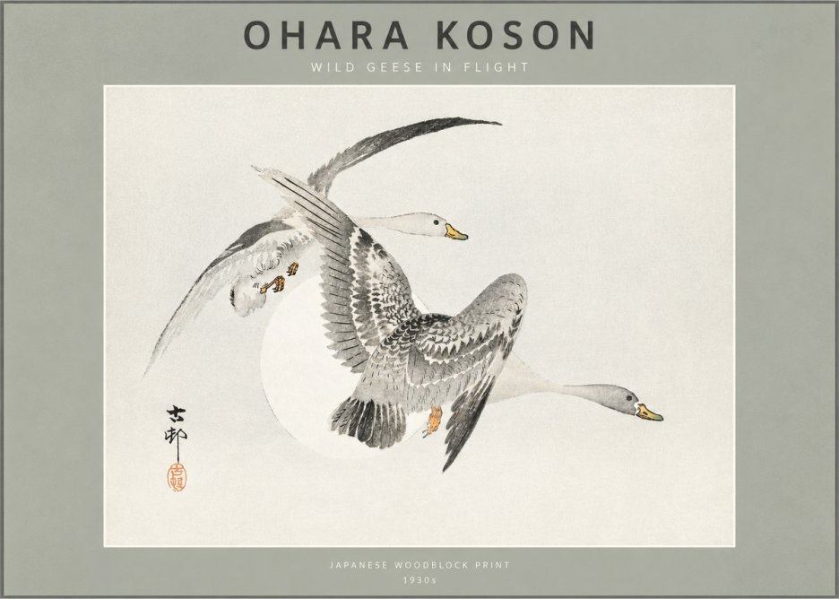 Ohara Koson Wild Geese in Flight I No2 - Plakát