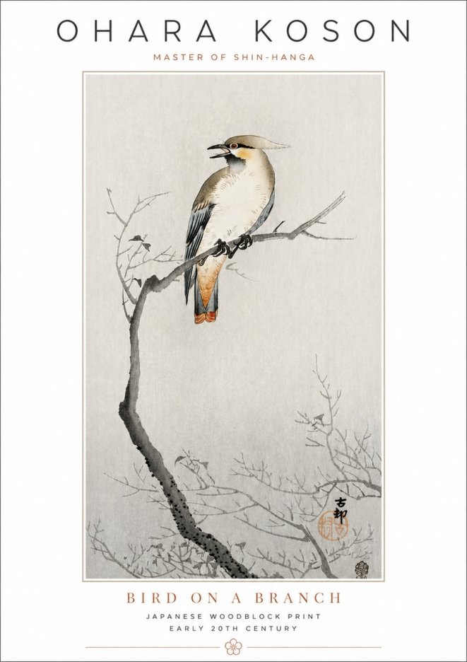 Ohara Koson Bird on a Branch I No3 - Plakát