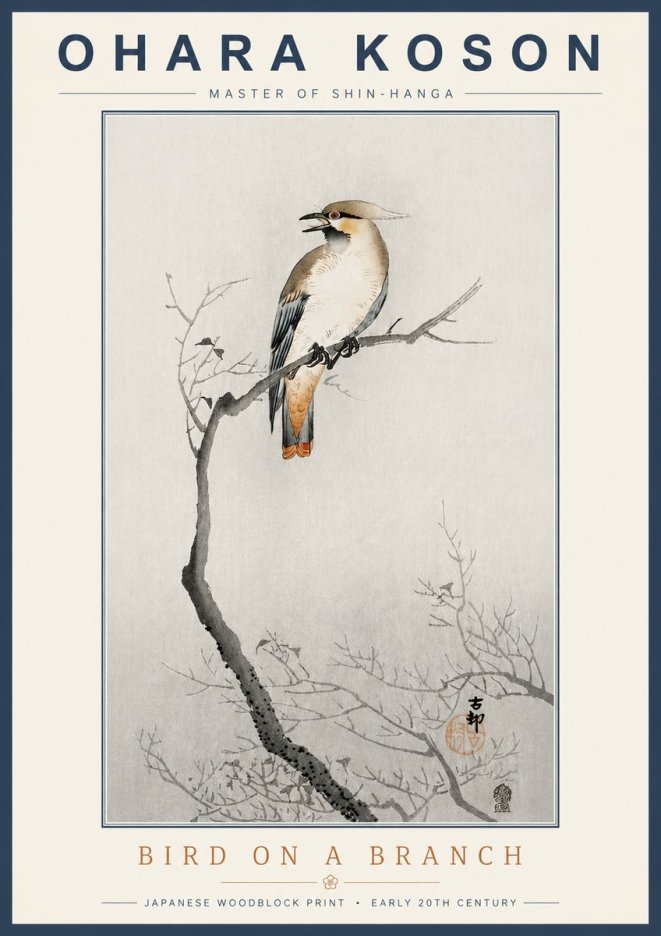 Ohara Koson Bird on a Branch I No4 - Plakát