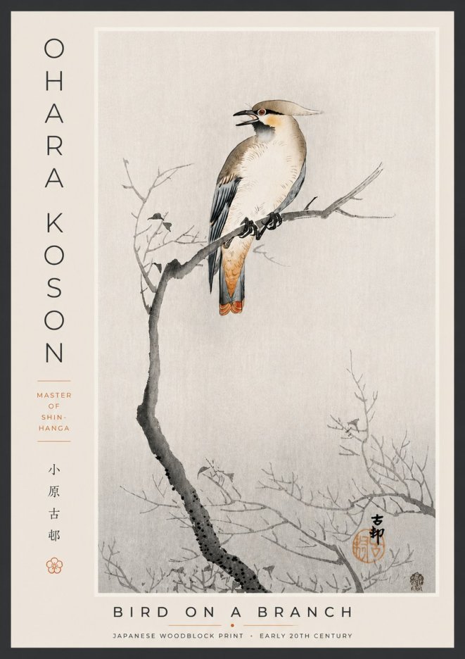Ohara Koson Bird on a Branch I No5 - Plakát