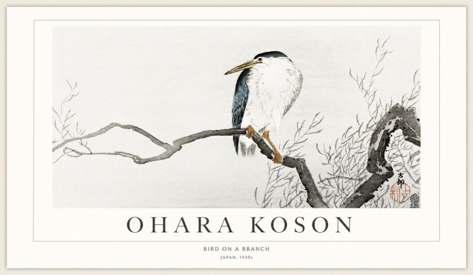 Ohara Koson Bird on a Branch II No1 - Plakát