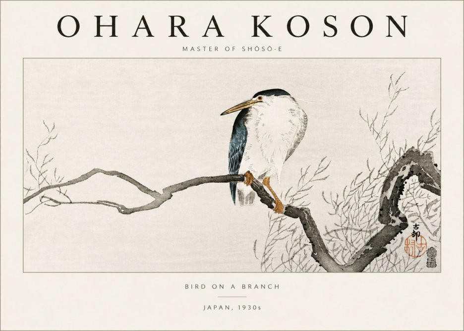 Ohara Koson Bird on a Branch II No3 - Plakát