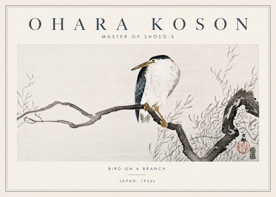 Ohara Koson Bird on a Branch II No4 - Plakát