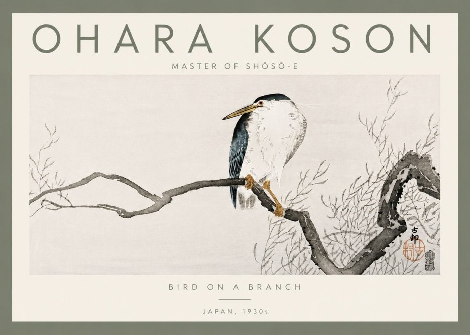 Ohara Koson Bird on a Branch II No5 - Plakát