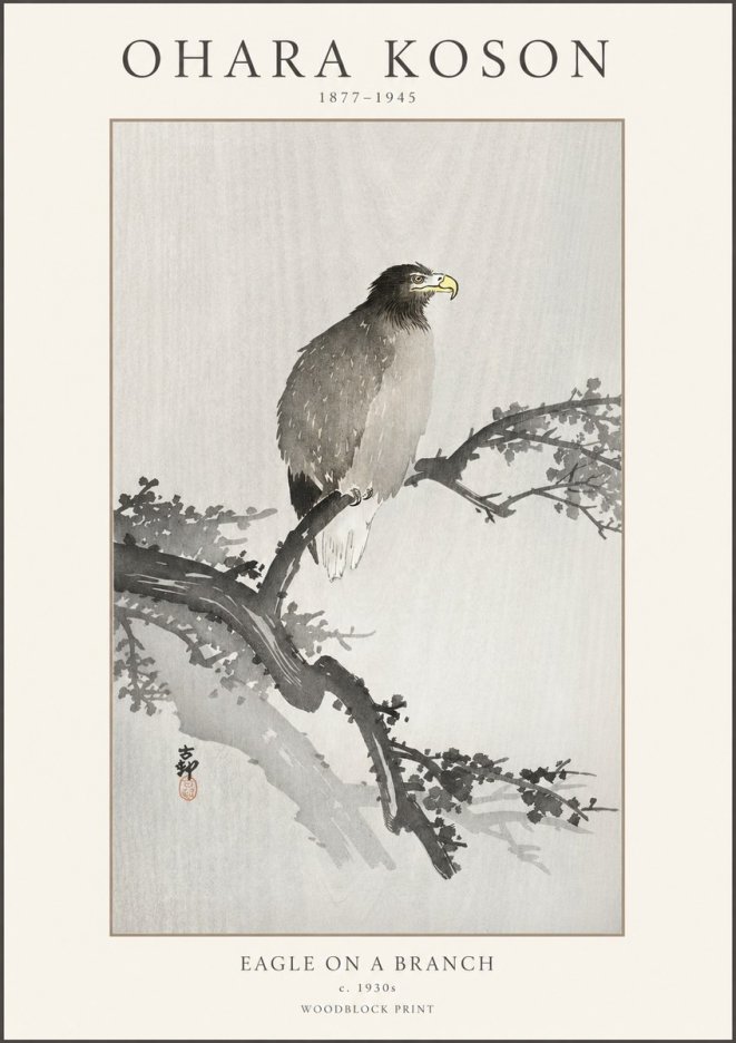 Ohara Koson Eagle on a Branch I No1 - Plakát